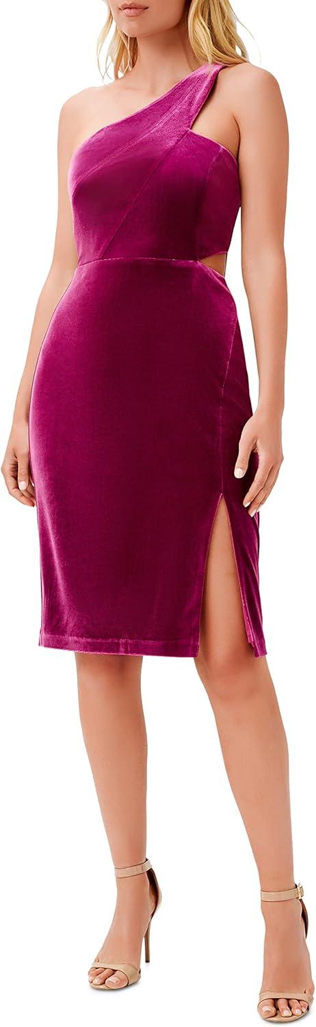 image:imageAdrianna Papell Womens One Shoulder Velvet DressPurple
