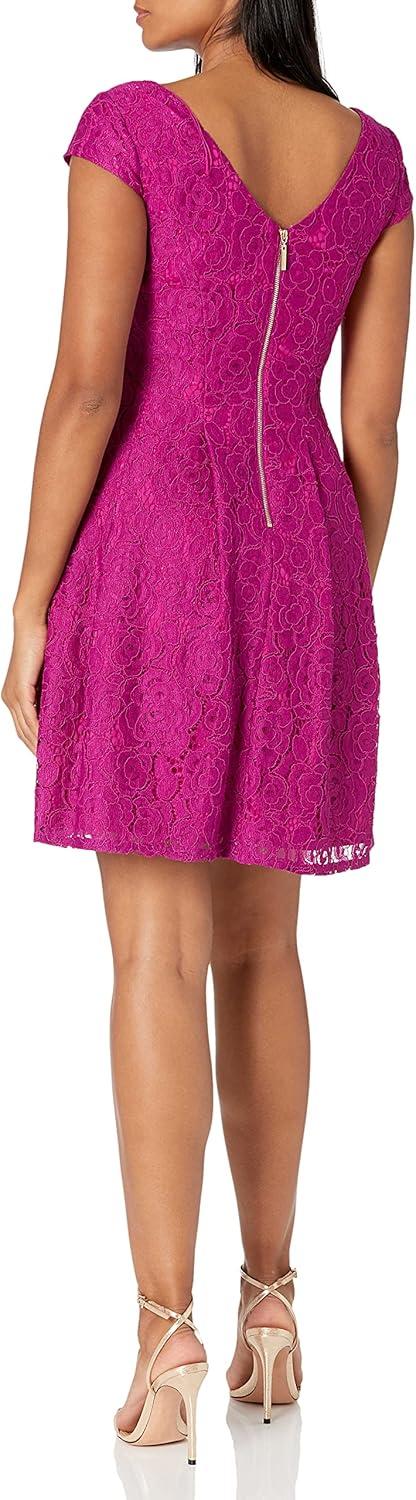 image:imageAdrianna Papell Womens Seamed Juliet Lace Fit and FlareMagenta