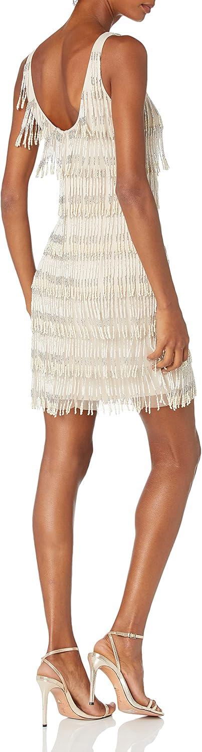 image:imageAdrianna Papell Womens Short Beaded DressNude