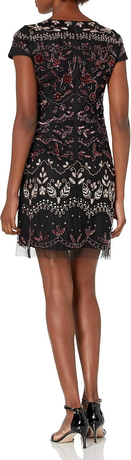 image:imageAdrianna Papell Womens Short Beaded DressRouge Multi