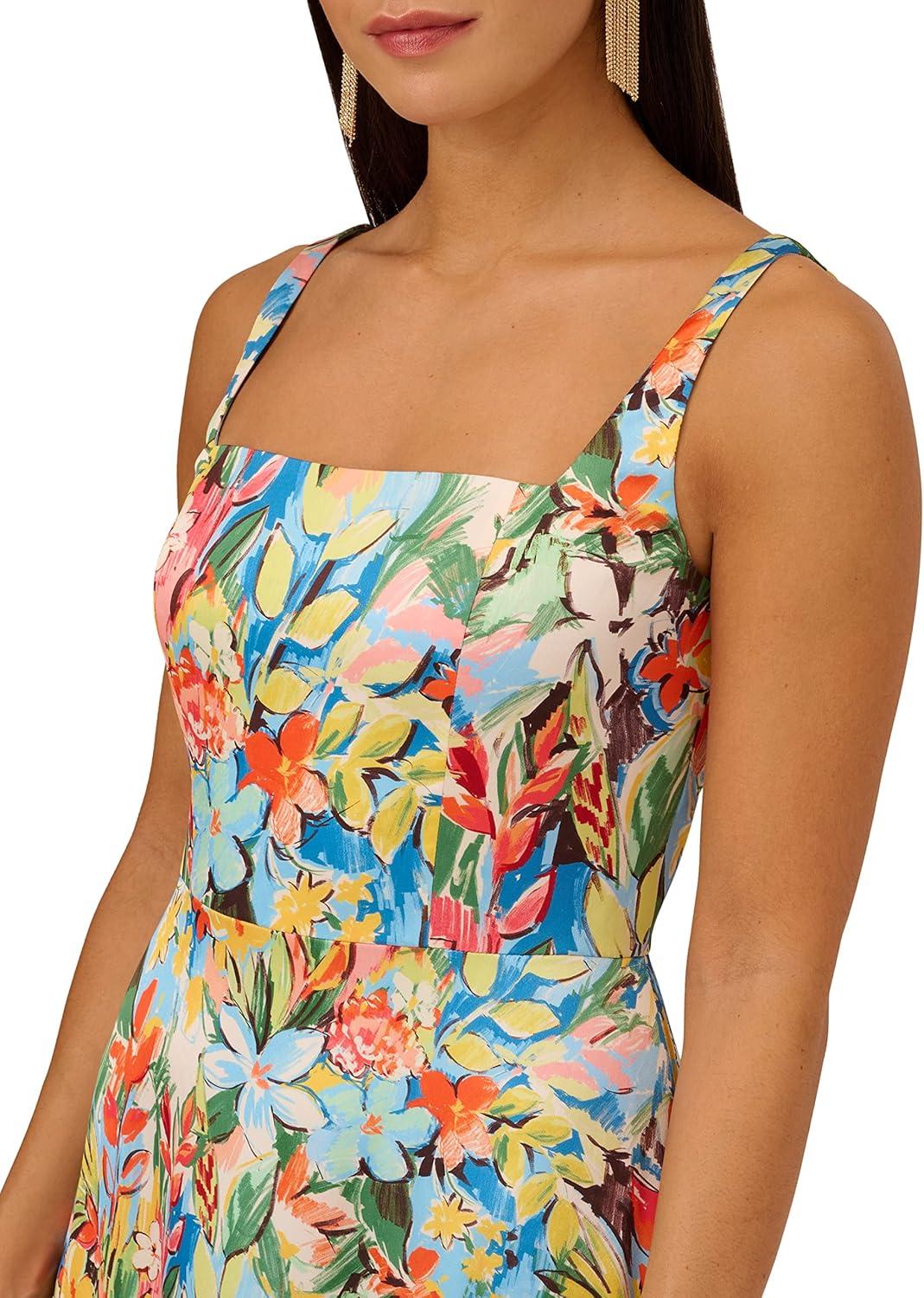 image:imageAidan Mattox Womens Fit and Flare Printed TDressCoral Multi