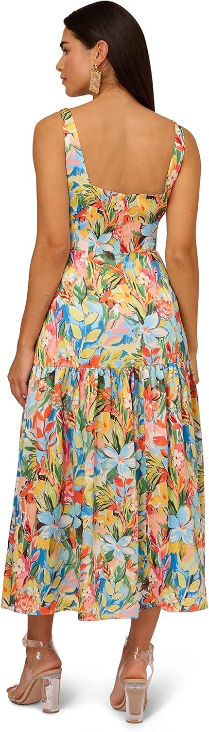 image:imageAidan Mattox Womens Fit and Flare Printed TDressCoral Multi
