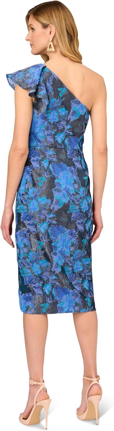 image:imageWomens Stretch Jacquard Midi DressBlue Multi