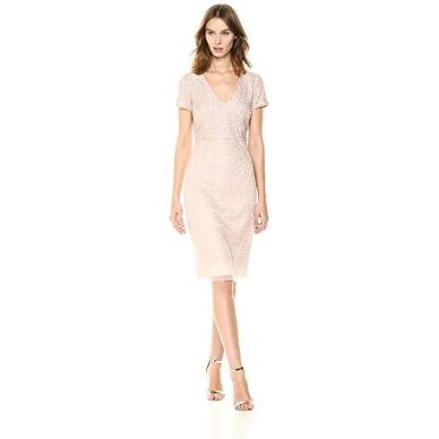image:imageAdrianna Papell Womens Beaded Short TShirt Dress with Hammered SequinsShell