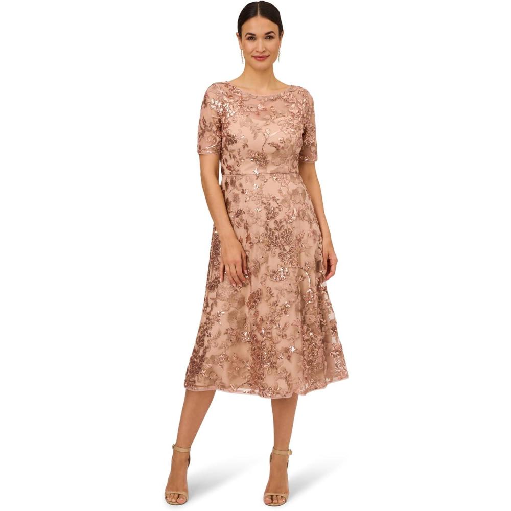 image:imageAdrianna Papell Womens Sequin Embroidery DressAlmondine