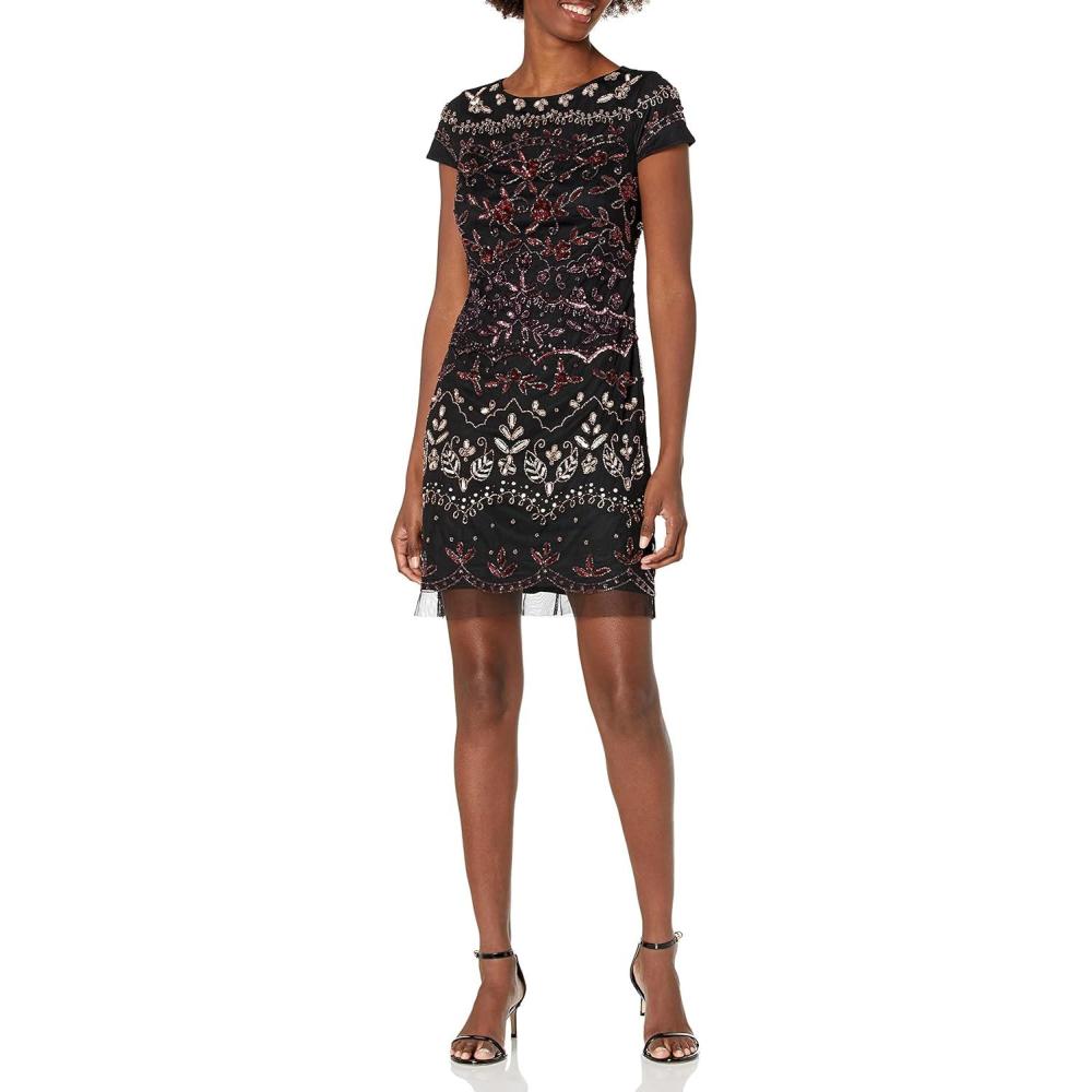 image:imageAdrianna Papell Womens Short Beaded DressRouge Multi