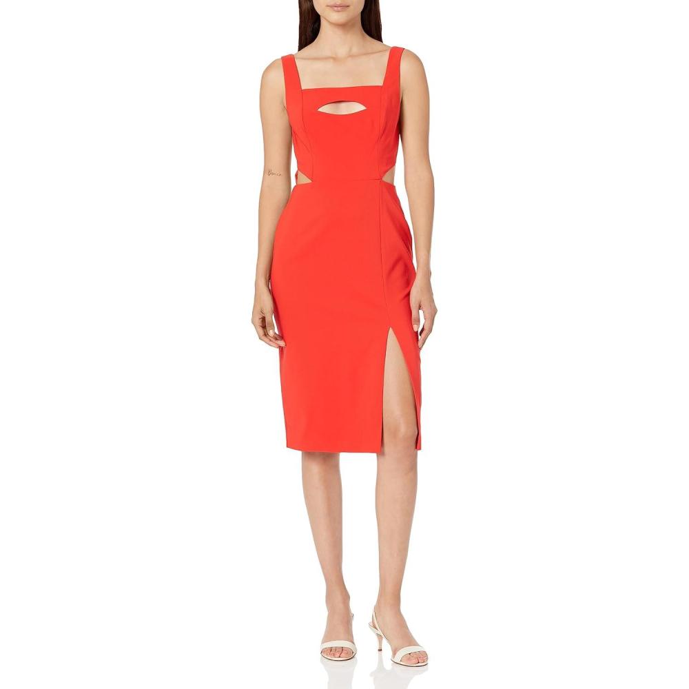 image:imageAidan Mattox Womens Cutout Sheath DressFlame Red