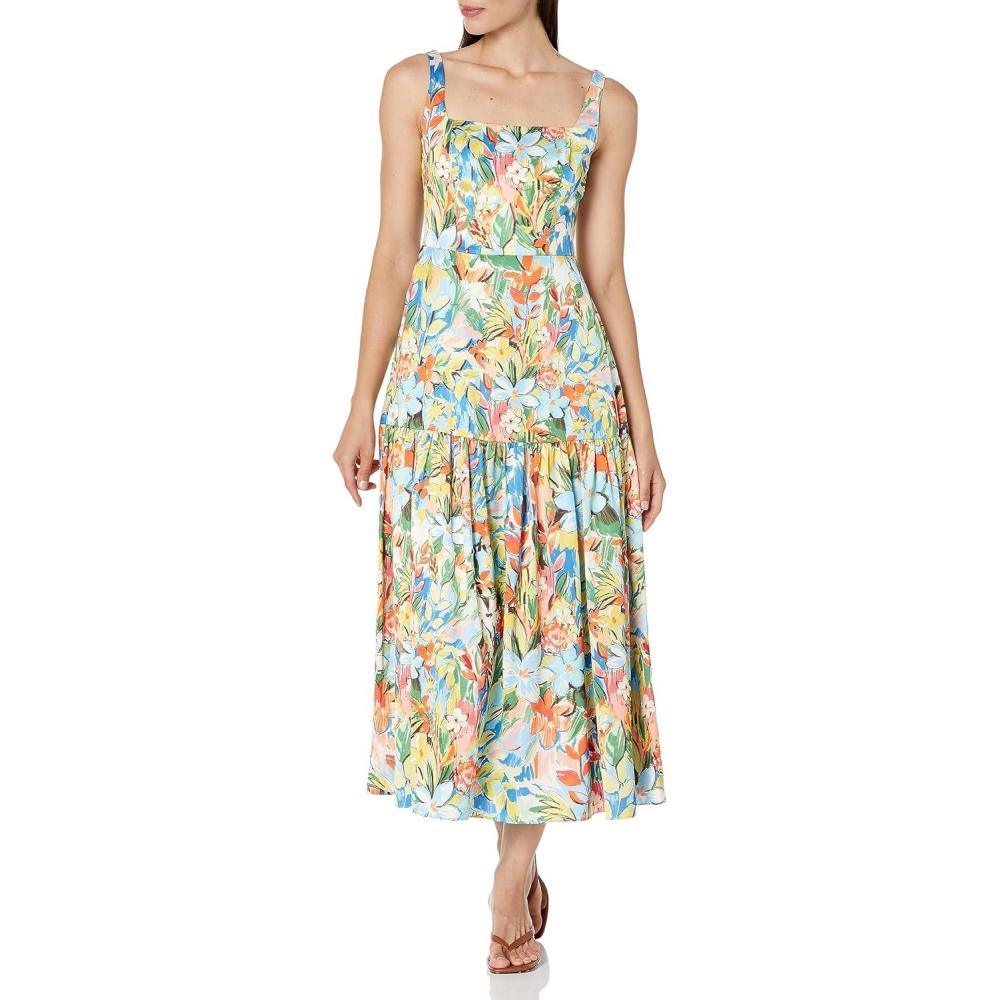 image:imageAidan Mattox Womens Fit and Flare Printed TDressCoral Multi