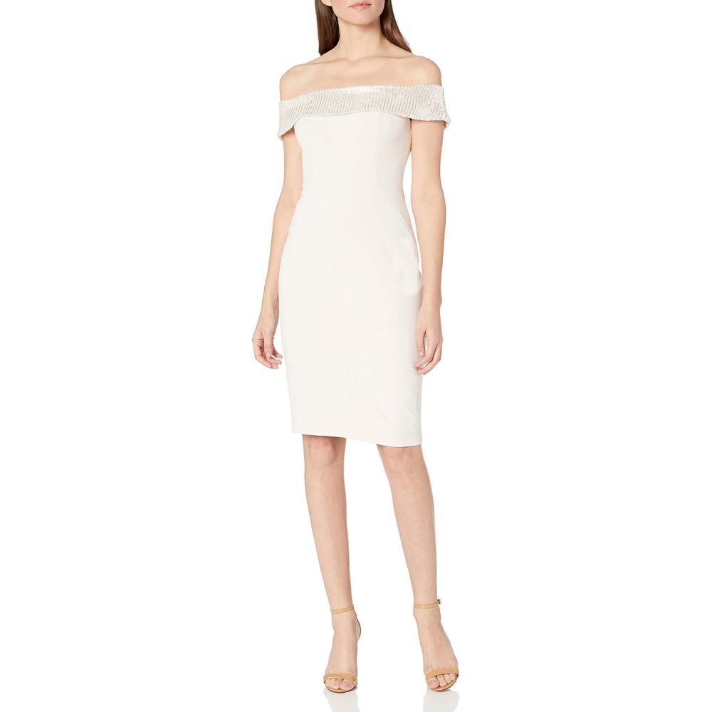 image:imageAidan by Aidan Mattox Womens Off The Shoulder Crepe Cktl DressIce Pink