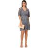 Adrianna Papell Womens Bead Mesh Wrap Dress(Dusty Blue)