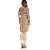 Adrianna Papell Women’s Beaded Illusion Sheath(Lead/Nude)