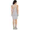 Adrianna Papell Women’s Beaded Illusion Sheath(Silver Mist)