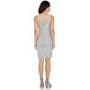 Adrianna Papell Women’s Beaded Illusion Sheath(Silver Mist)