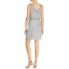 Adrianna Papell Women’s Beaded V Neck Blouson DRS, Slate, 12