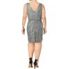 Adrianna Papell Women’s Beaded V Neck Blouson DRS, Slate, 12