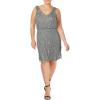Adrianna Papell Women’s Beaded V Neck Blouson DRS, Slate, 12