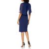 Adrianna Papell Womens Chiffon Capelet Short Sheath(Light Navy)