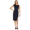 Adrianna Papell Womens Crepe Back Satin Short Dress(Dark Navy)