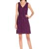 Adrianna Papell Women’s Draped Jacket with Lace Dress(Winter Blackberry)