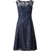 Adrianna Papell Womens Embroidered Midi Cocktail Dress(Midnight)