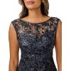 Adrianna Papell Womens Embroidered Midi Cocktail Dress(Midnight)