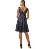 Adrianna Papell Womens Embroidered Midi Cocktail Dress(Midnight)