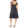 Adrianna Papell Womens Embroidered Midi Cocktail Dress(Midnight)
