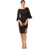 Adrianna Papell Womens Metallic Knit Feather Dress(Black)