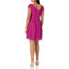 Adrianna Papell Women’s Seamed Juliet Lace Fit and Flare(Magenta)