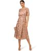 Adrianna Papell Womens Sequin Embroidery Dress(Almondine)