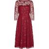 Adrianna Papell Womens Sequin Embroidery Flared Midi(Red)