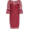 Adrianna Papell Womens Sequin Embroidery Sheath Dress(Red)