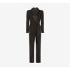 Adrianna Papell womens Knit Crepe Tuxedo Jumpsuit(Black)
