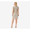 Aidan Mattox Women’s Beaded Flutter Sleeve Trapeze(Silver)