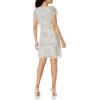 Aidan Mattox Women’s Beaded Flutter Sleeve Trapeze(Silver)