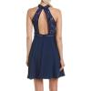 Aidan Mattox Women’s Crepe and Lace Mockneck Halter Cocktail Dress(Navy)