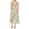 Aidan Mattox Womens Fit and Flare Printed T-Dress(Coral Multi)