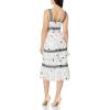 Aidan Mattox Womens Floral Embroidered Cocktail Dress(Ivory/Black)