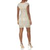 Aidan Mattox Womens Geometric Beaded Cocktail with Cap Sleeve(Champagne)