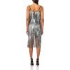 Aidan Mattox Womens Sleeveless Beaded Dress with Fringe(Gunmetal/Black)