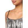 Aidan Mattox Womens Sleeveless Beaded Dress with Fringe(Gunmetal/Black)