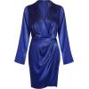 Aidan Mattox Womens V-Neck Satin Shirt Dress(Royal Sapphire)