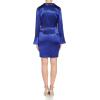 Aidan Mattox Womens V-Neck Satin Shirt Dress(Royal Sapphire)