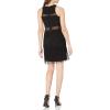 Aidan by Aidan Mattox Women’s Crepe Fringe Cocktail Dress with Illusion Cutout Detail(Black)