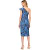 Womens Stretch Jacquard Midi Dress(Blue Multi)