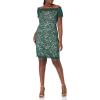 Adrianna Papell Women’s Aubrey Lace Off The Shoulder(Hunter/Bisque)