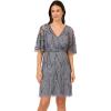 Adrianna Papell Womens Bead Mesh Wrap Dress(Dusty Blue)