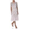 Adrianna Papell Womens Beaded Midi Covered Dress(Light Heather)