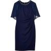 Adrianna Papell Womens Chiffon Capelet Short Sheath(Light Navy)
