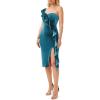 Adrianna Papell Womens Off The Shoulder Ruffle Sheath Dress(Tempest Teal)